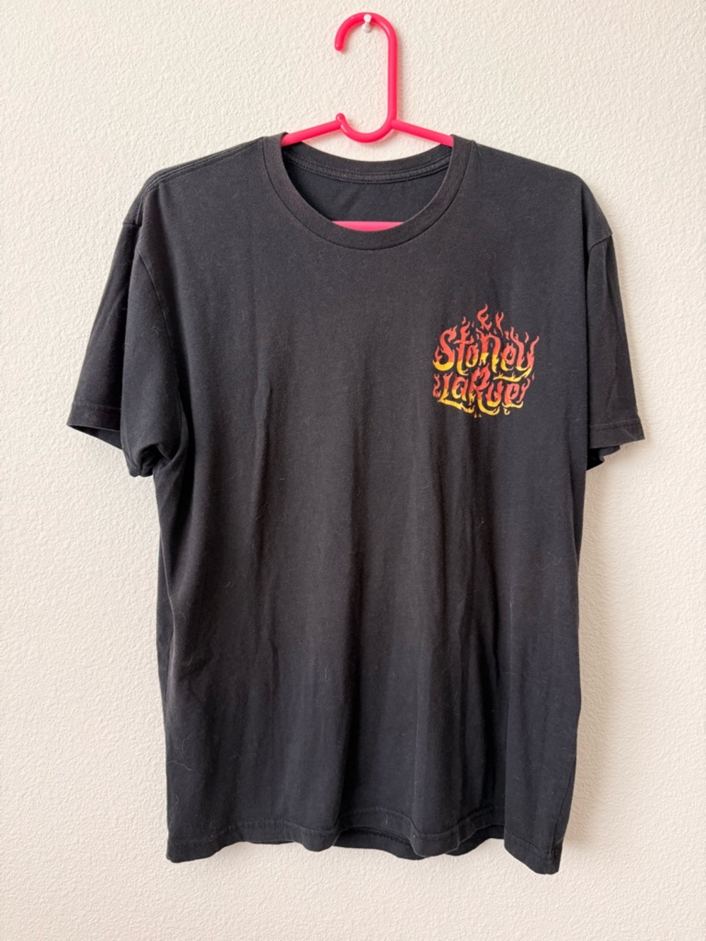 Black Graphic Short-Sleeve Crewneck T-Shirt - Flame Logo
